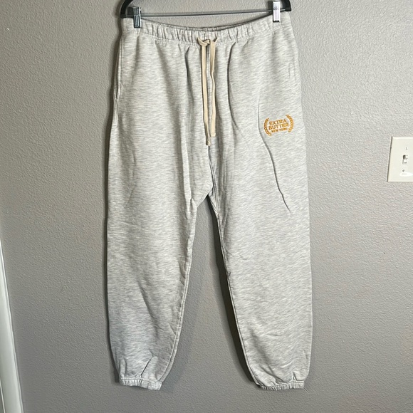 Men’s Extra Butter Embroidered Heathered Grey Joggers - NWT